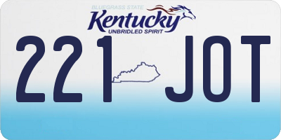 KY license plate 221JOT
