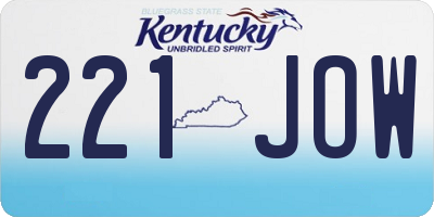 KY license plate 221JOW