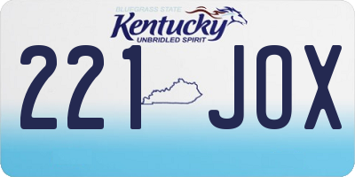KY license plate 221JOX