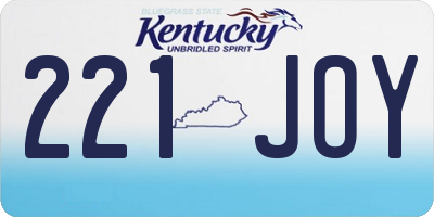 KY license plate 221JOY