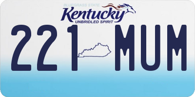 KY license plate 221MUM