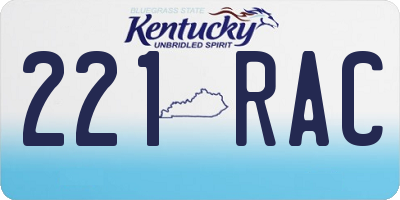 KY license plate 221RAC