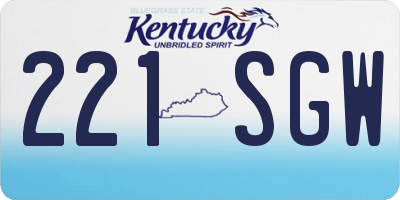 KY license plate 221SGW