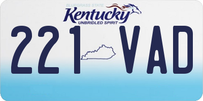 KY license plate 221VAD