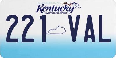 KY license plate 221VAL