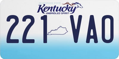 KY license plate 221VAO