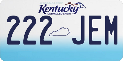KY license plate 222JEM
