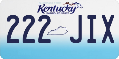 KY license plate 222JIX