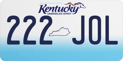 KY license plate 222JOL