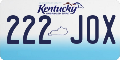 KY license plate 222JOX