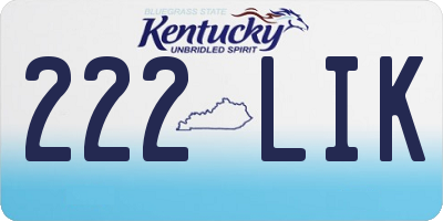 KY license plate 222LIK