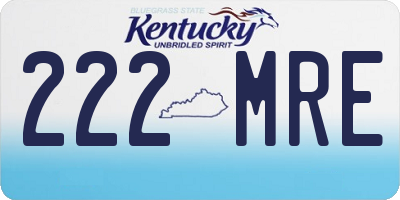 KY license plate 222MRE