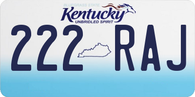 KY license plate 222RAJ