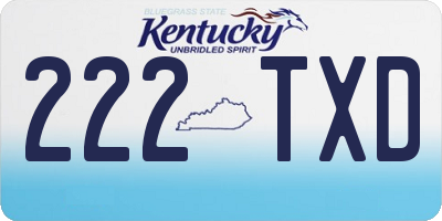 KY license plate 222TXD