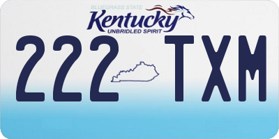 KY license plate 222TXM