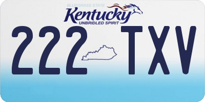 KY license plate 222TXV