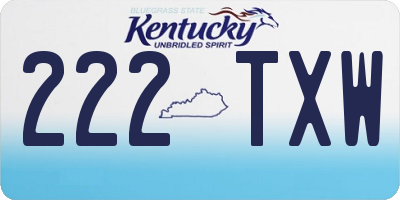 KY license plate 222TXW
