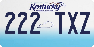 KY license plate 222TXZ