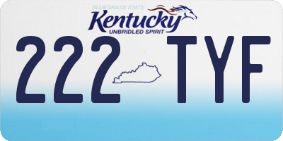 KY license plate 222TYF