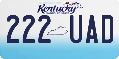 KY license plate 222UAD