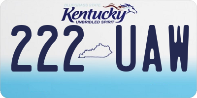 KY license plate 222UAW