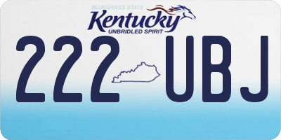 KY license plate 222UBJ
