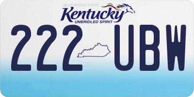 KY license plate 222UBW