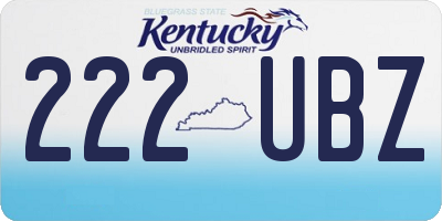 KY license plate 222UBZ