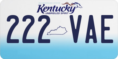 KY license plate 222VAE