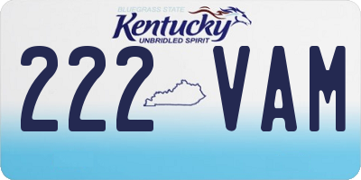 KY license plate 222VAM