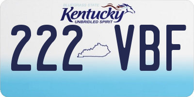 KY license plate 222VBF