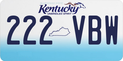 KY license plate 222VBW