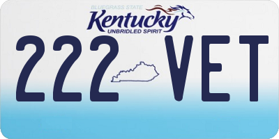 KY license plate 222VET
