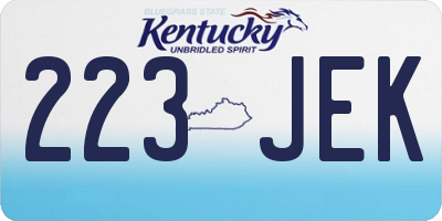 KY license plate 223JEK