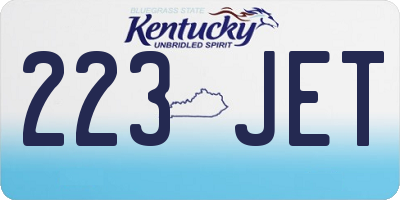 KY license plate 223JET