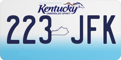 KY license plate 223JFK