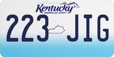 KY license plate 223JIG