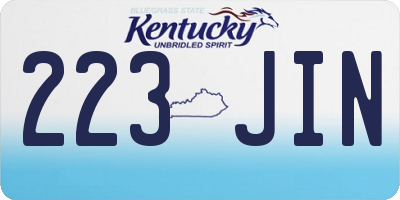 KY license plate 223JIN