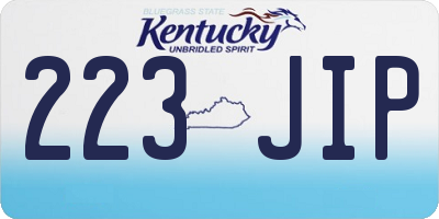 KY license plate 223JIP