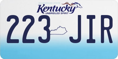 KY license plate 223JIR