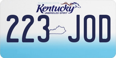 KY license plate 223JOD