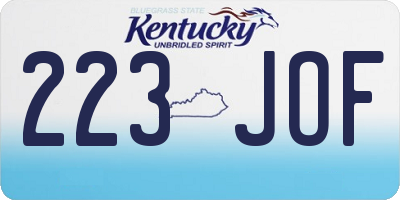 KY license plate 223JOF