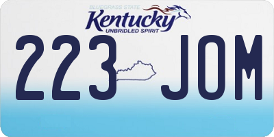 KY license plate 223JOM