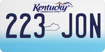 KY license plate 223JON