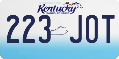 KY license plate 223JOT