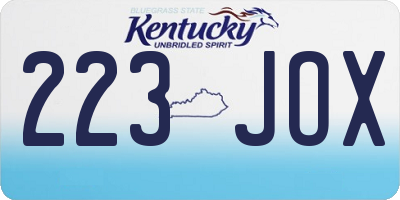 KY license plate 223JOX