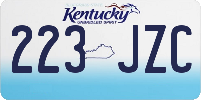 KY license plate 223JZC