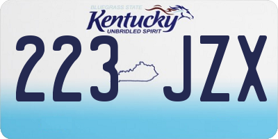 KY license plate 223JZX