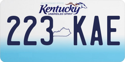 KY license plate 223KAE