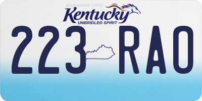 KY license plate 223RAO